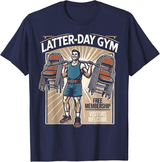 Latter-Day Gym Missionary LDS Church Funny Mormon T-Shirt - T-Shirt | Navy