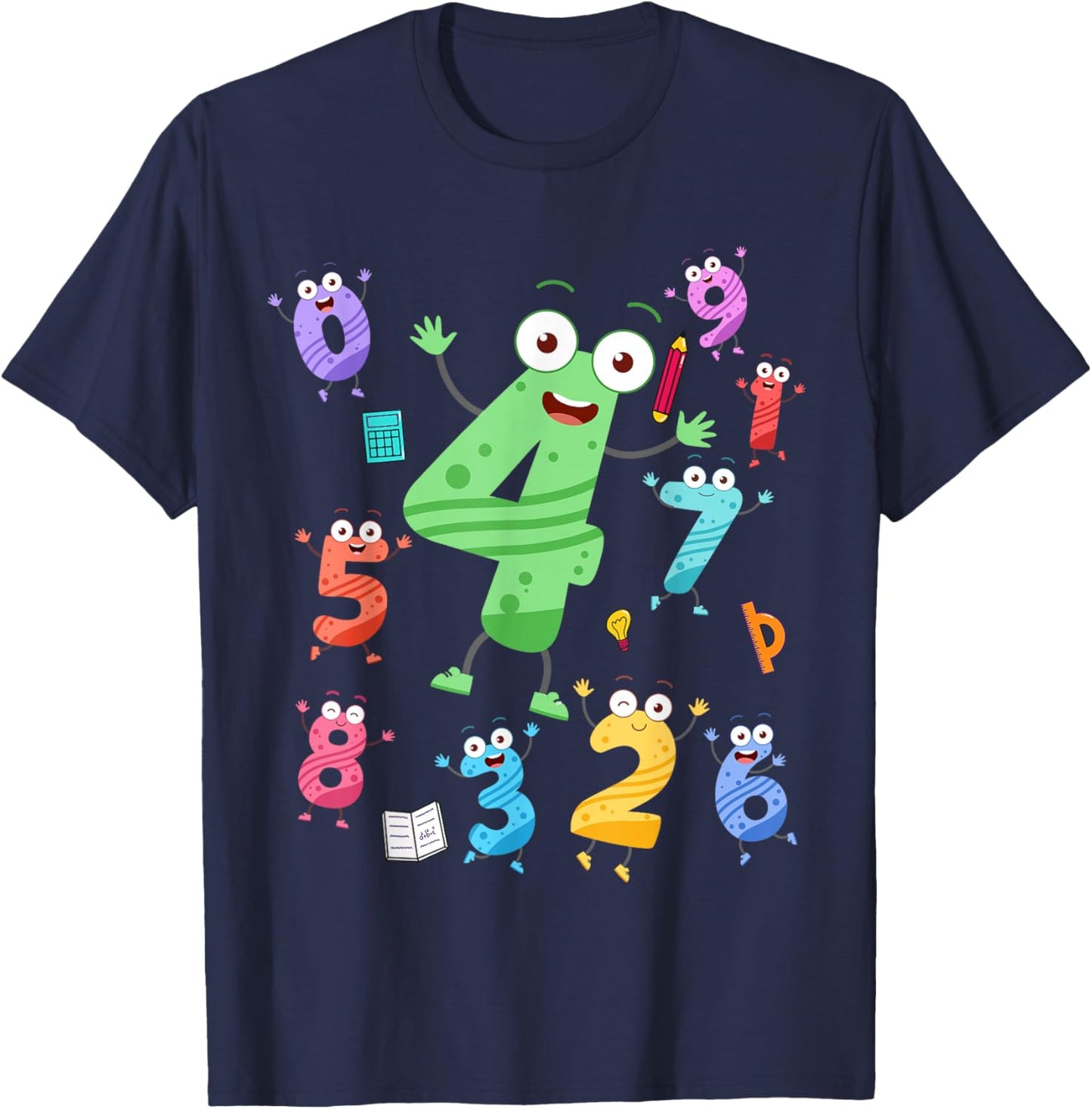 Maths Day Number Costume With Number 4 Idea For Kids Number T-Shirt - T-Shirt | Navy