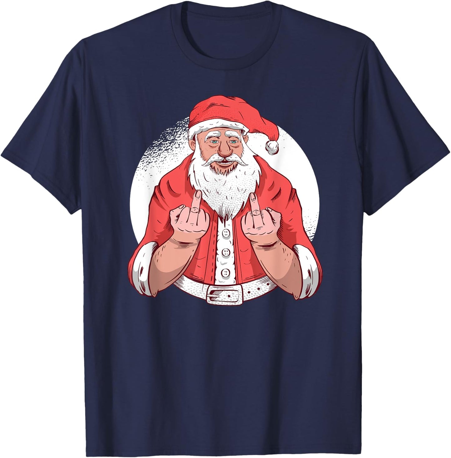 RUDE SANTA says F-ck Off Middle Finger Funny Christmas Meme T-Shirt - T-Shirt | Navy