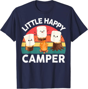 Happy Marshmallow Camper-Shirt Kids Toddler Boy Cute Camping T-Shirt - T-Shirt | Navy
