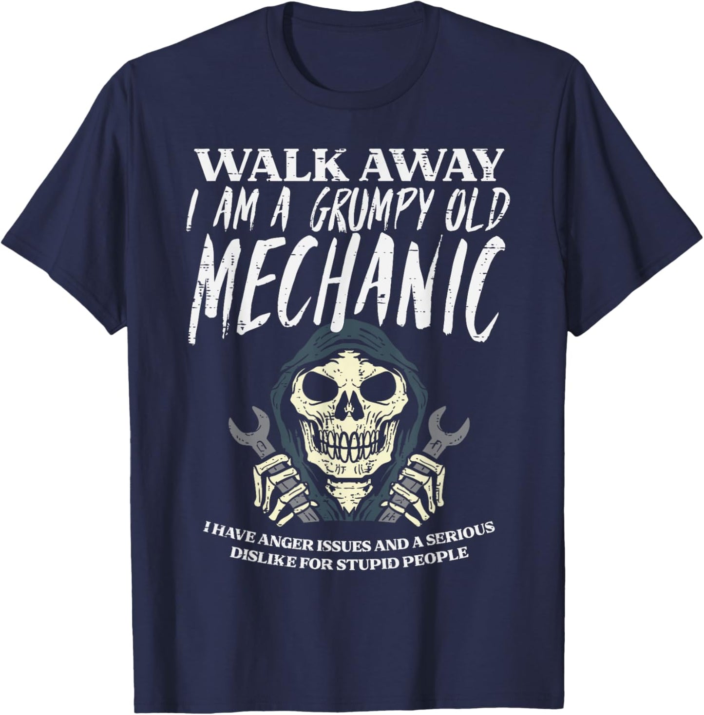 Walk Away Im Grumpy Old Mechanic Funny Garage Grandpa Men T-Shirt - T-Shirt | Navy