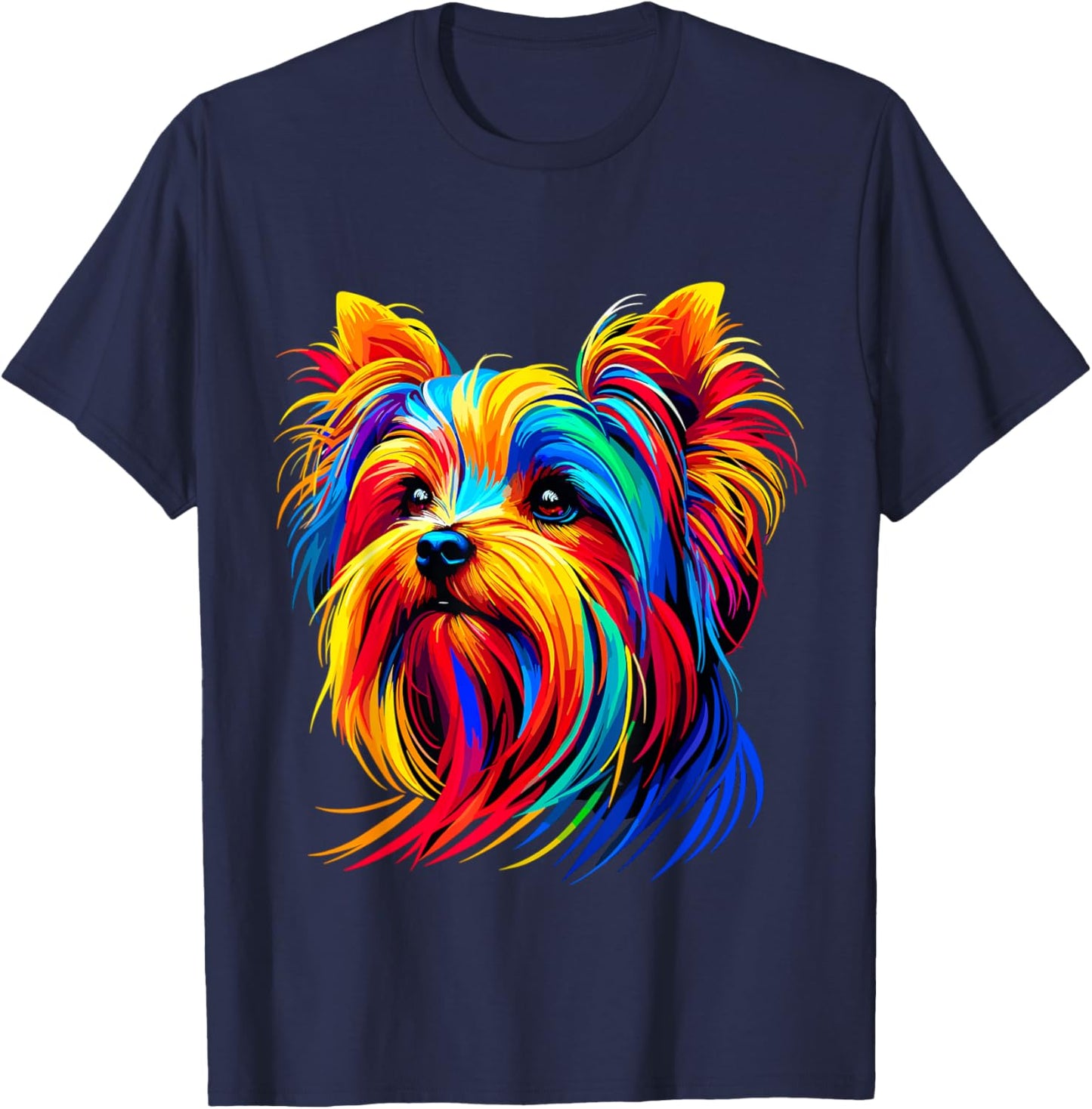 Colorful Pop Art Yorkshire Terrier Yorkie Lover T-Shirt - T-Shirt | Navy