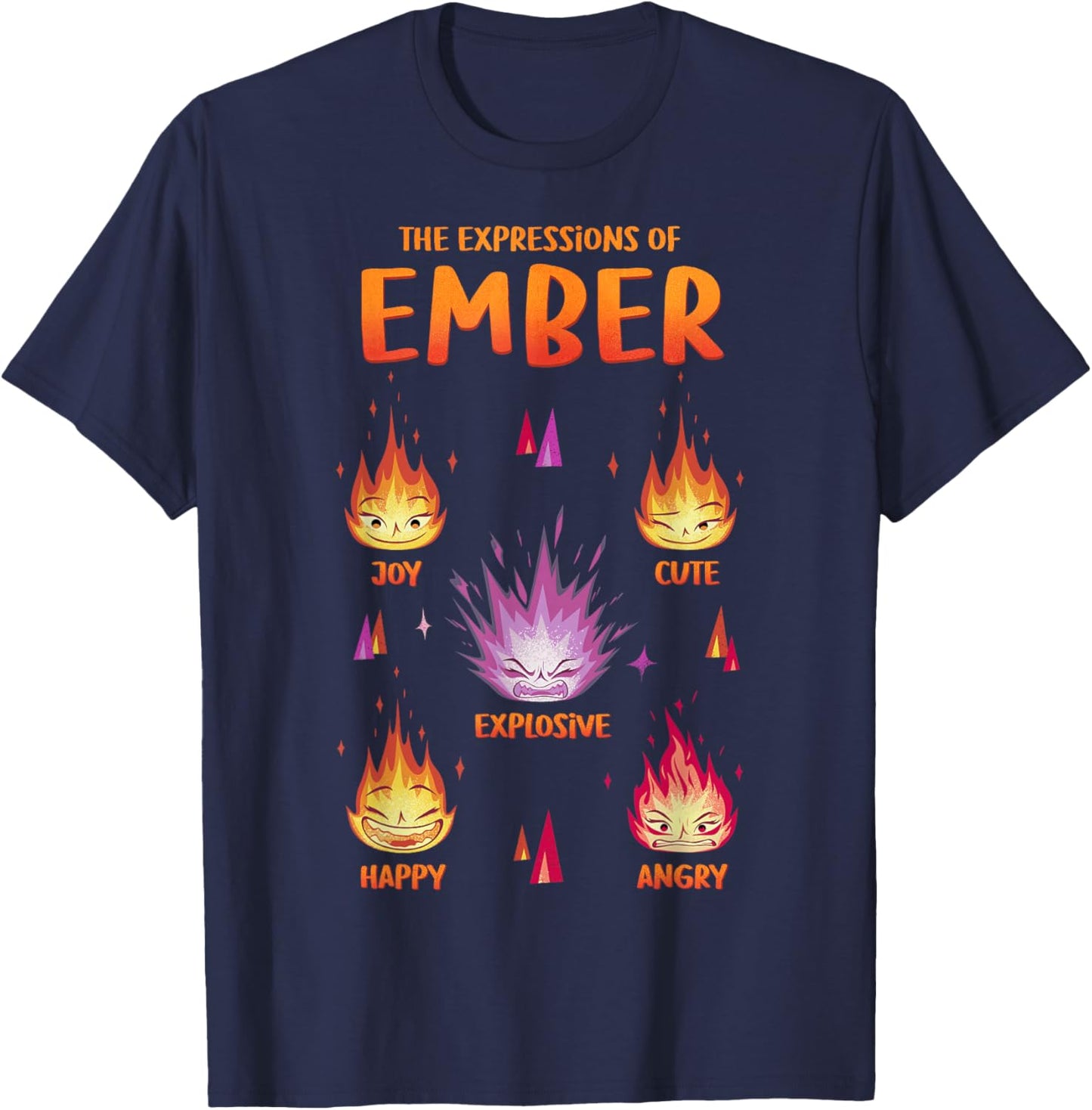Disney Pixar Elemental The Expressions Of Ember Poster T-Shirt - T-Shirt | Navy