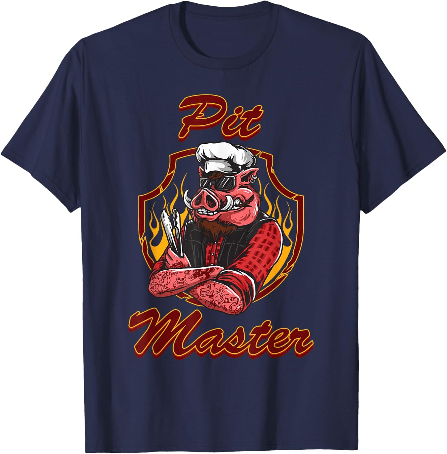 BBQ Pitmaster T Shirt Smoking Meat Outdoor Grilling T-Shirt - T-Shirt | Navy