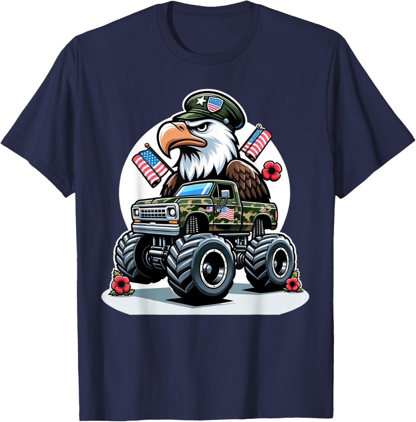 Memorial Day Shirts Kids Boys Eagle American Flag Camo Truck T-Shirt - T-Shirt | Navy