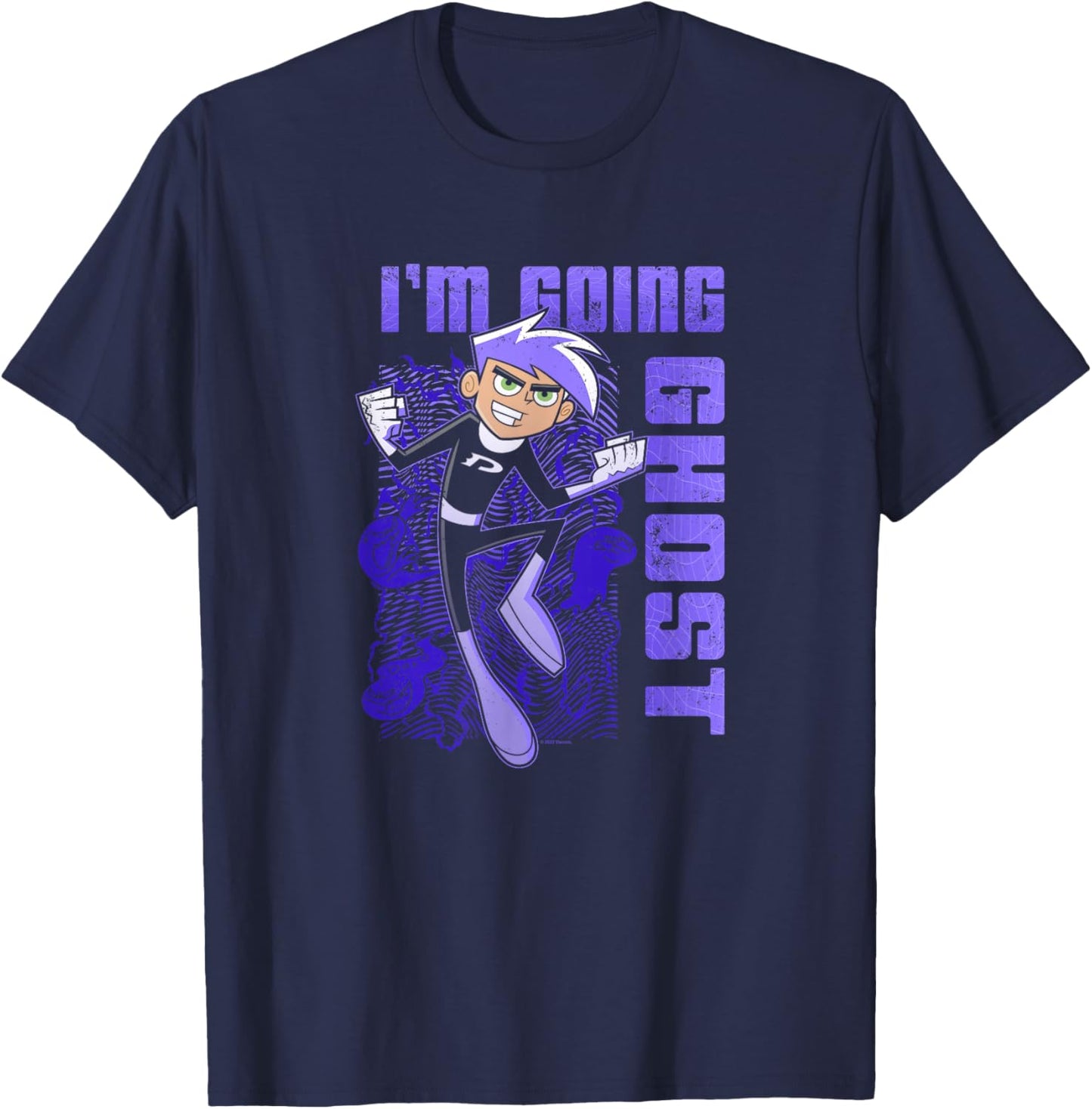Danny Phantom I'm Going Ghost Purple Text Portrait T-Shirt - T-Shirt | Navy