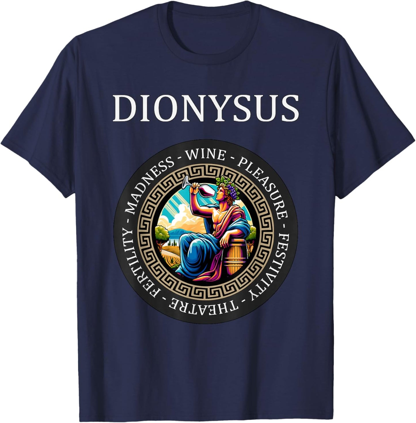 Dionysus Ancient Greek God of Wine and Feasts T-Shirt - T-Shirt | Navy