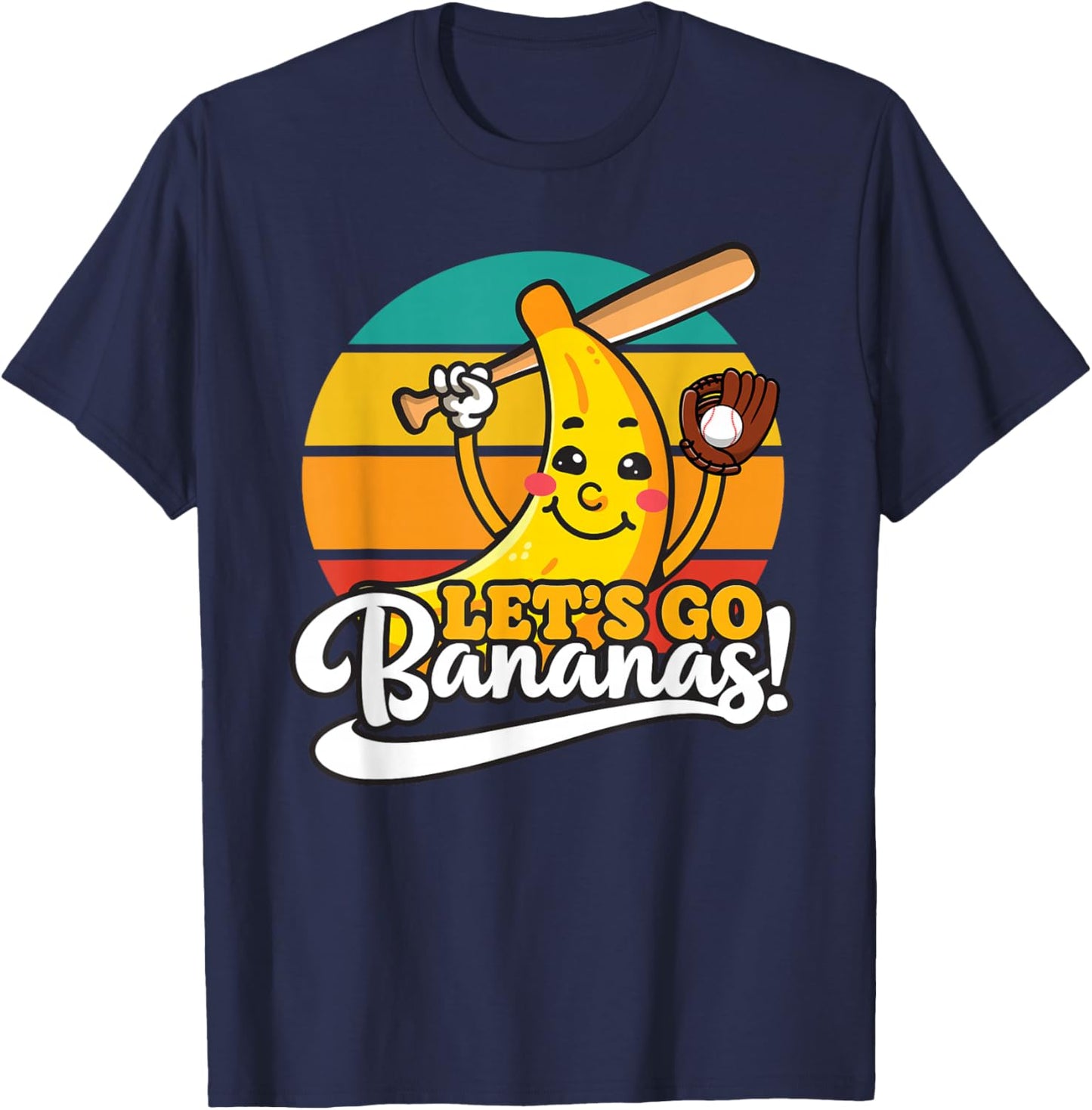 Funny Let’s Go Bananas Baseball T-Shirt - T-Shirt | Navy
