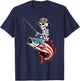 Patriotic Skeleton Fishing American Flag for Anglers T-Shirt - T-Shirt | Navy