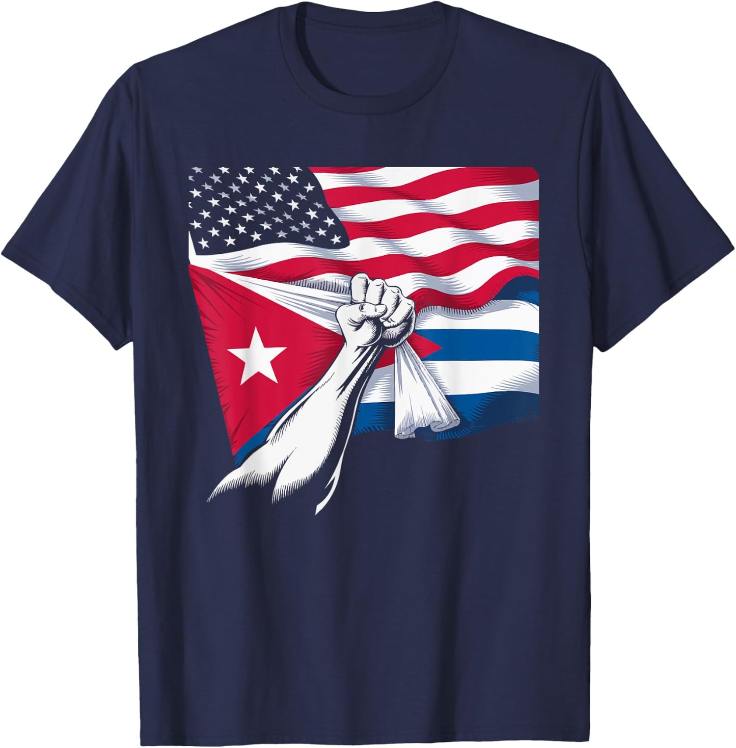 Half Cuban Half American Country USA Flag Cuba America T-Shirt - T-Shirt | Navy