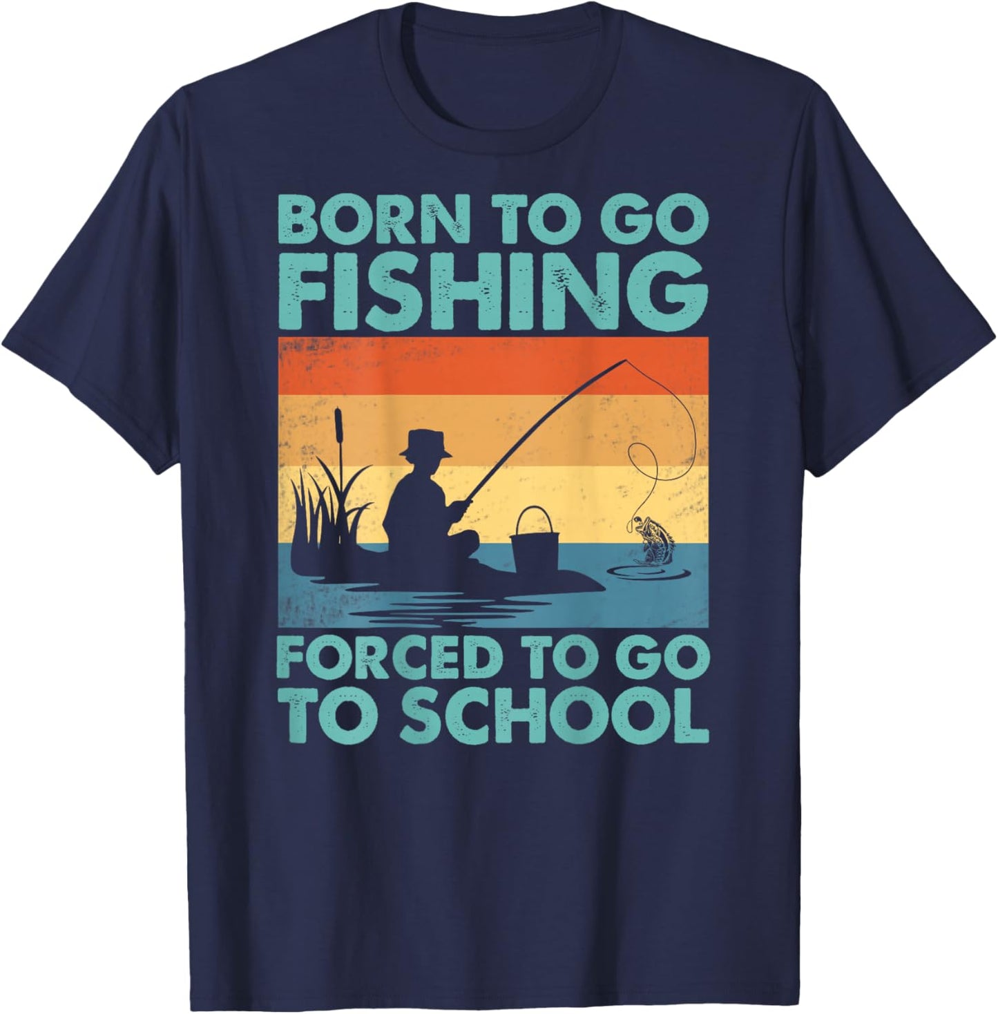 Funny Born To Go Fishing Bass Fish Fisherman Boys T-Shirt - T-Shirt | Navy