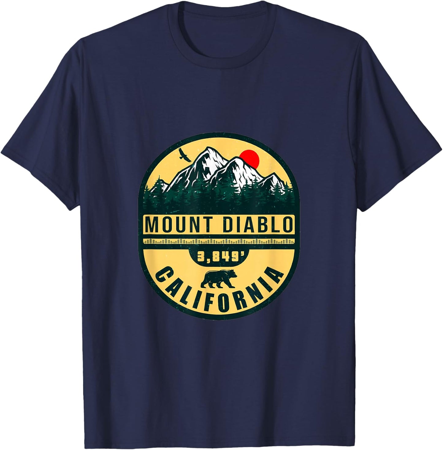 Mount Diablo California Mountains, 1960s Retro Vintage T-Shirt - T-Shirt | Navy