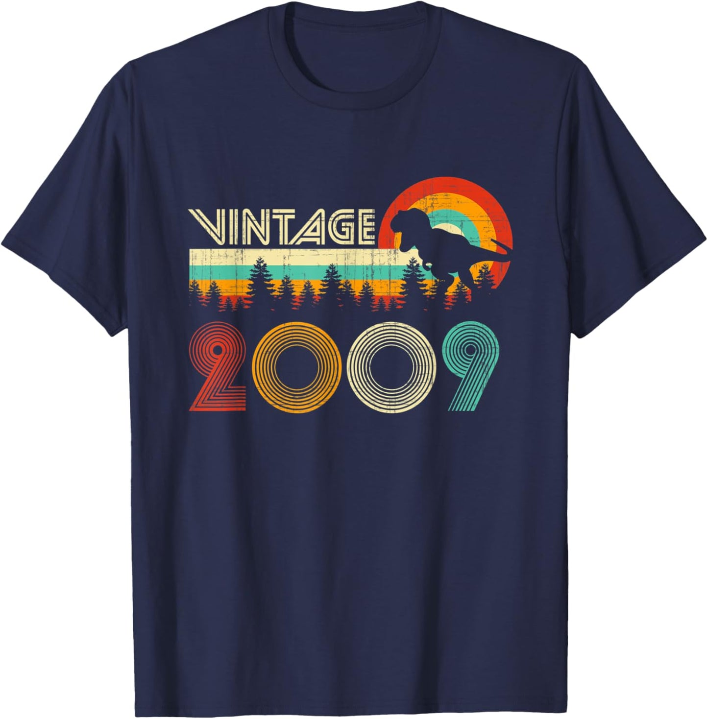 14 Year Old Gifts Boys Vintage 2009 14th Birthday Dinosaur T-Shirt - T-Shirt | Navy