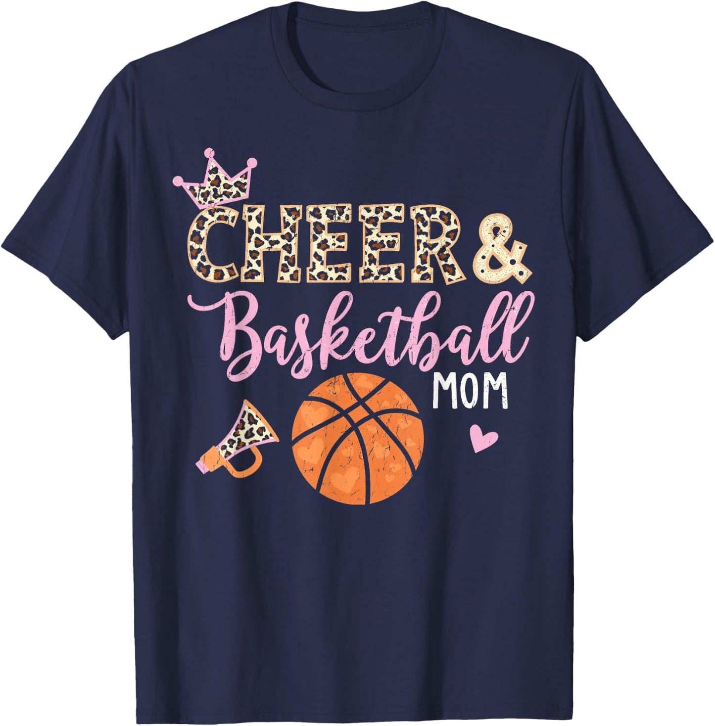 Funny Basketball And Cheer Mom Basketball Cheer Mom T-Shirt - T-Shirt | Navy