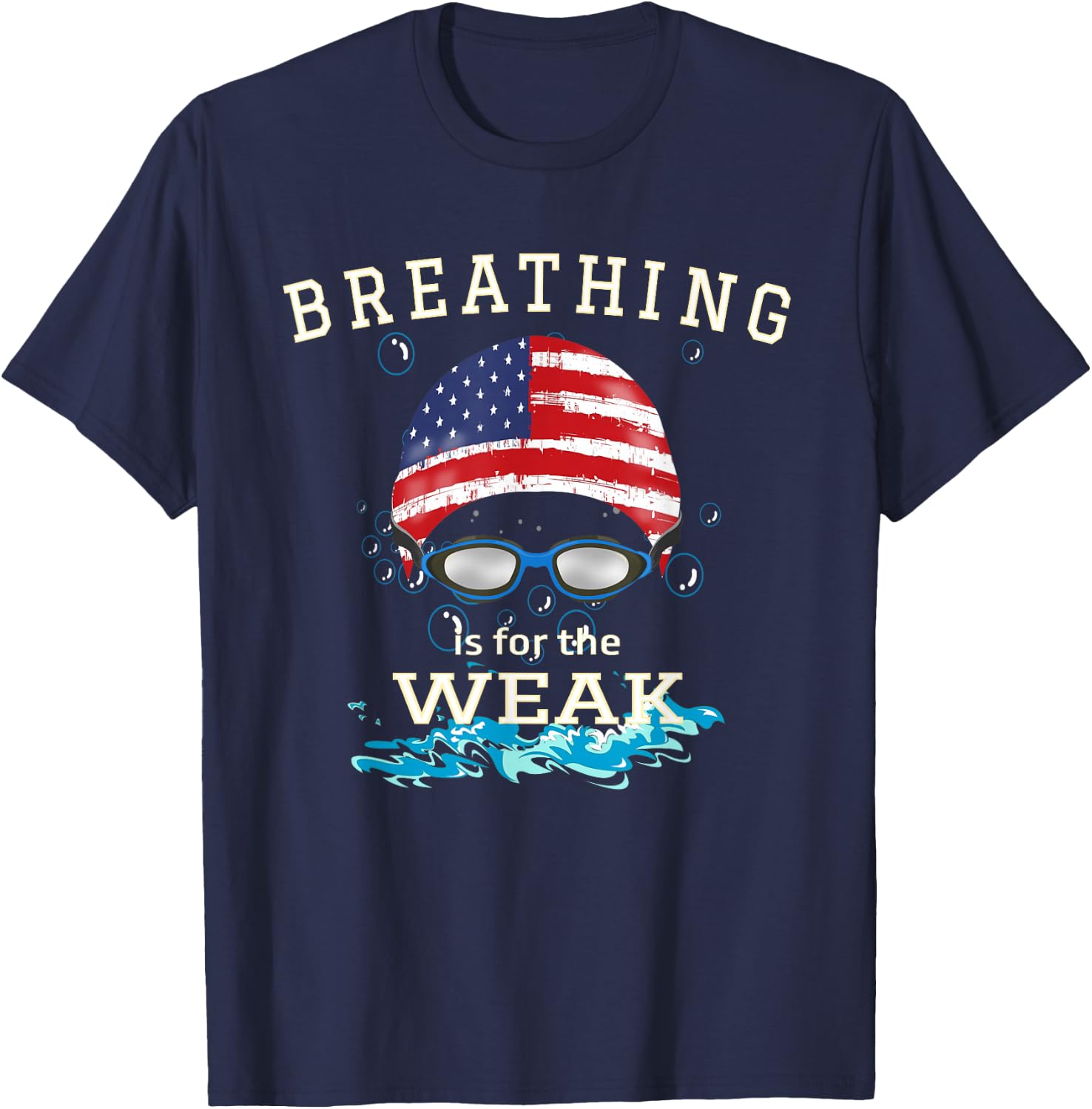 Swim Swimmer T Shirt Funny Swimming Sports Goggles Cap T-Shirt - T-Shirt | Navy
