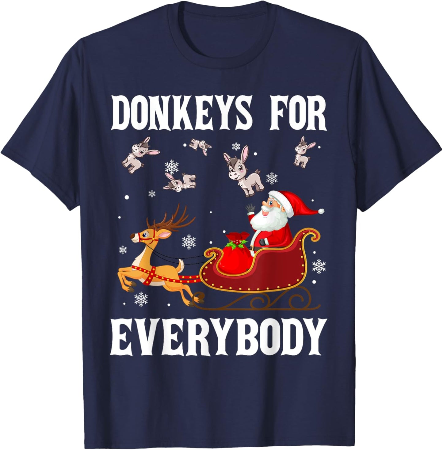 Donkeys For Everybody Christmas Santa Claus Donkey Xmas T-Shirt - T-Shirt | Navy