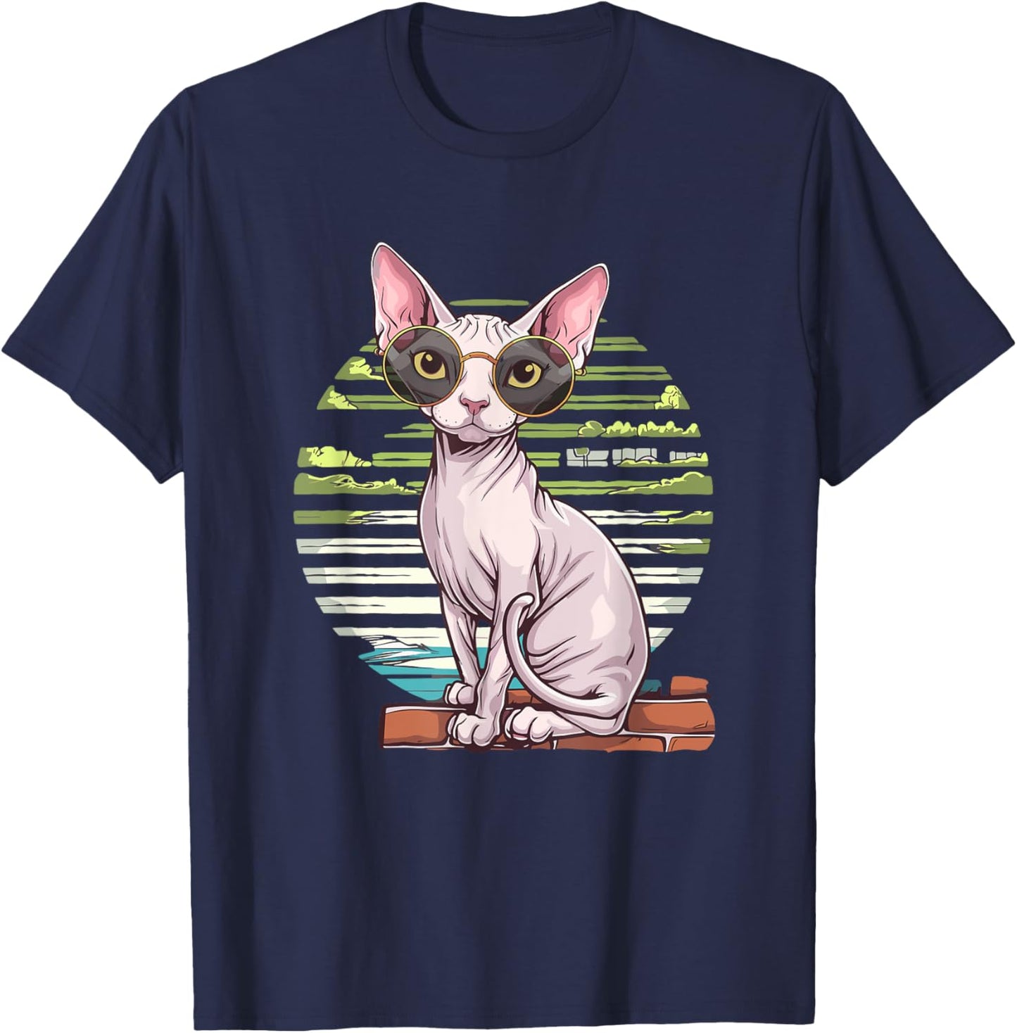 Funny dressed up naked cat costume Men Women T-Shirt - T-Shirt | Navy