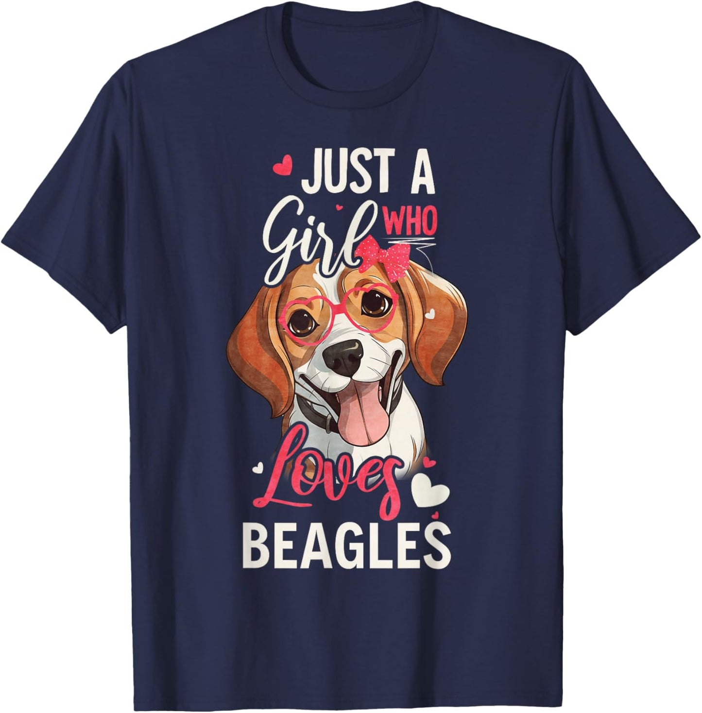 Just A Girl Who Loves Beagles Funny Beagle Dog Lover T-Shirt - T-Shirt | Navy