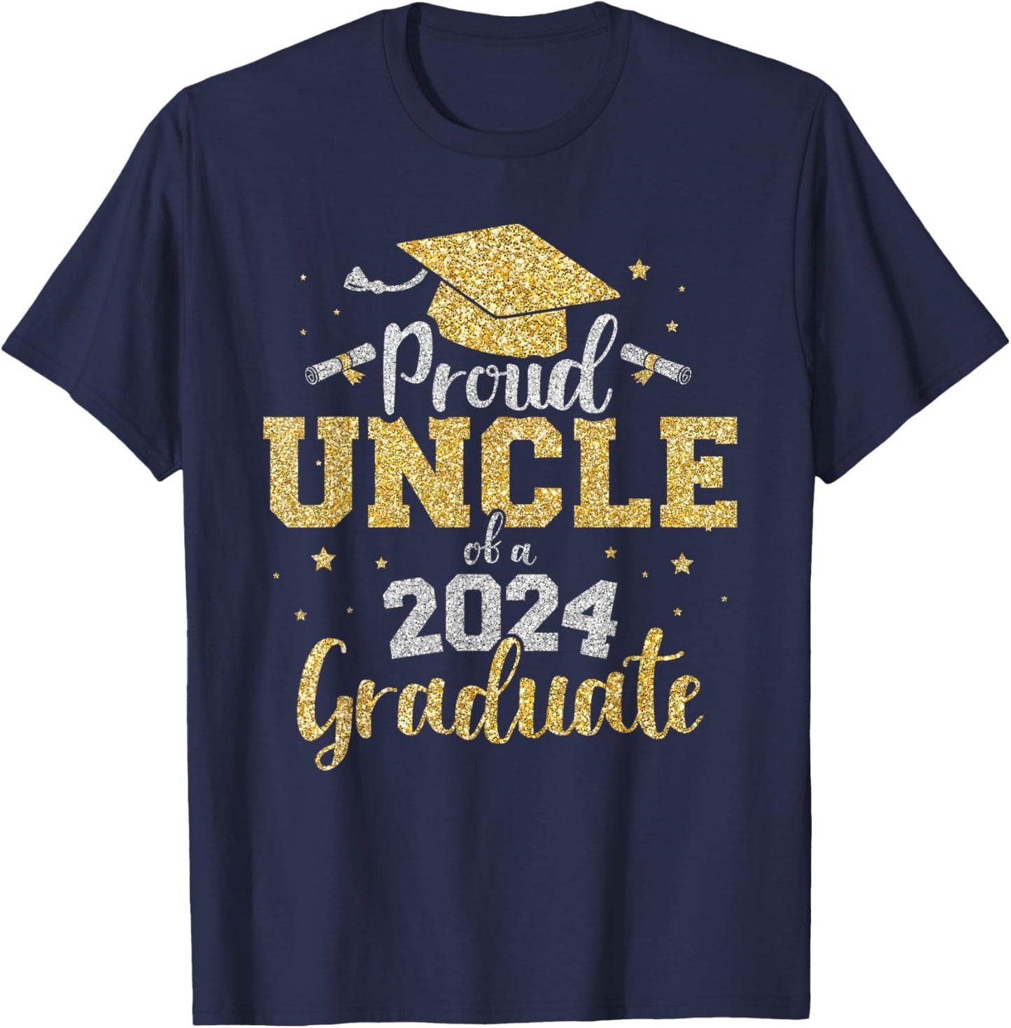 Proud uncle of a class of 2024 graduate senior graduation T-Shirt - T-Shirt | Navy