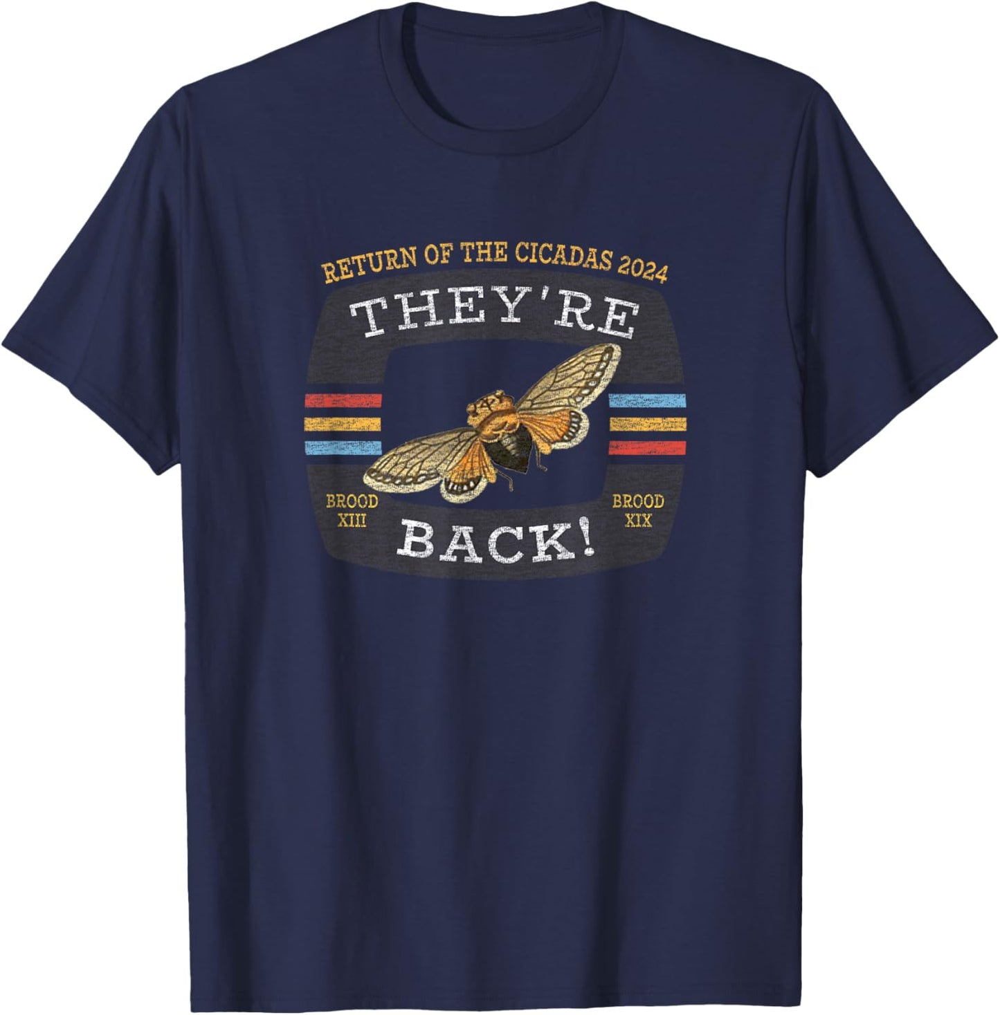 Cicada Brood XIX And Brood XIII 2024 Reemergence T-Shirt - T-Shirt | Navy