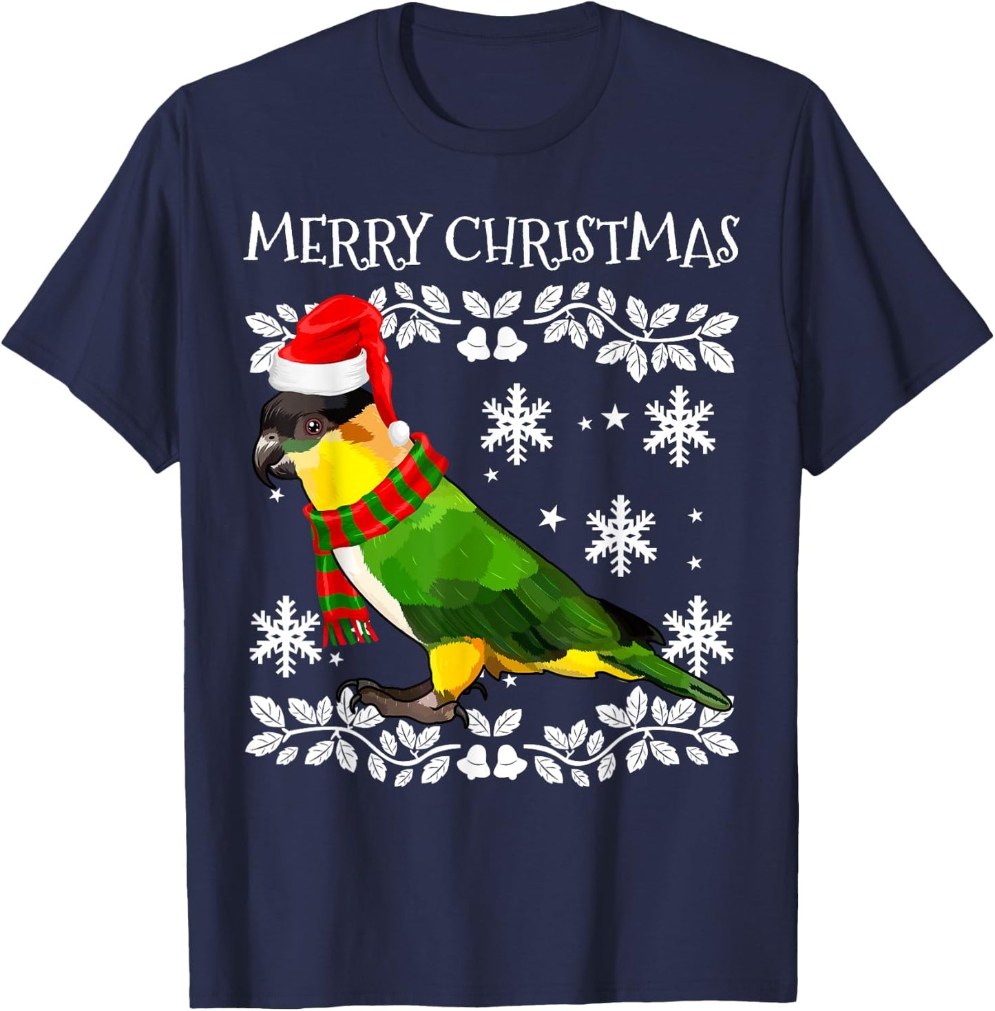 Bird Merry Christmas Ornament Caiques Ugly Xmas T-Shirt - T-Shirt | Navy