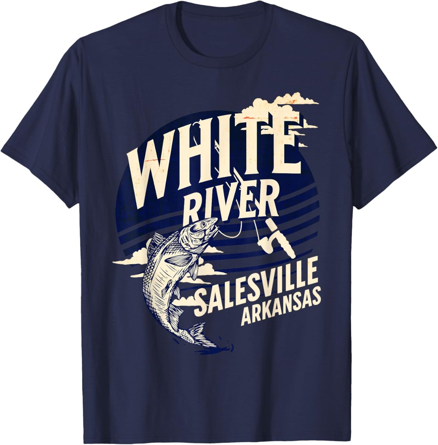 White River Salesville Arkansas Fly Fishing Trout Souvenir T-Shirt - T-Shirt | Navy