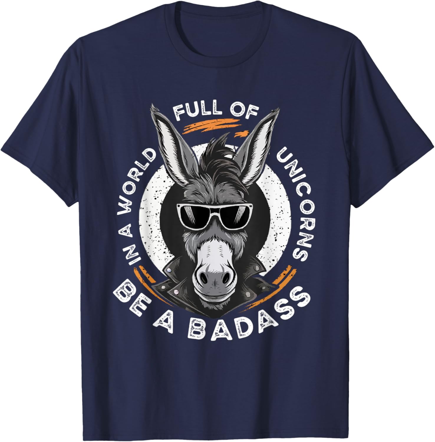 Animal Lover World Of Unicorns Badass Donkey T-Shirt - T-Shirt | Navy