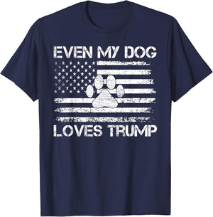 Even My Dog Loves America USA Flag Dog Paw Lover Patriotic T-Shirt - T-Shirt | Navy