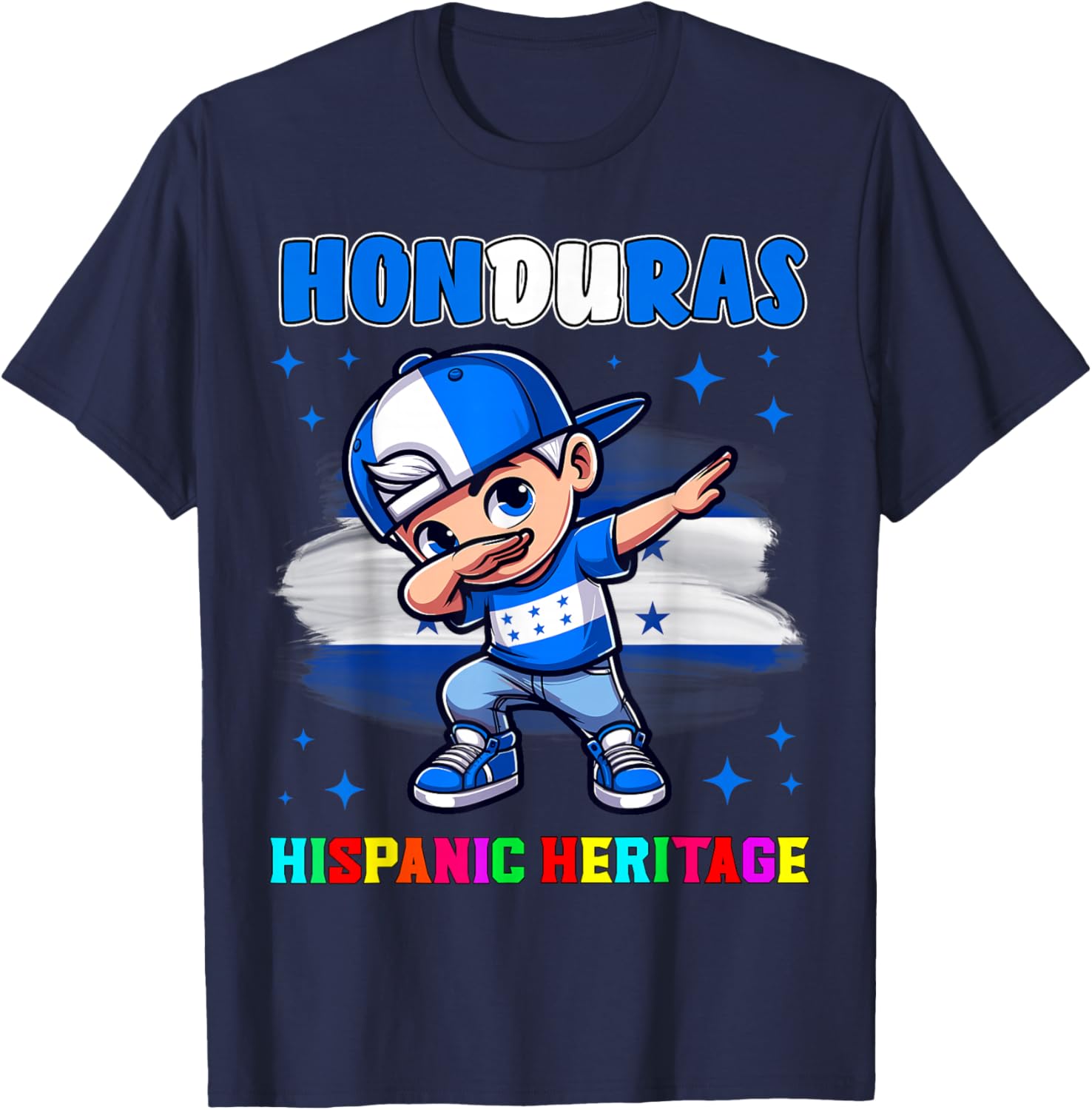 Honduras Dabbing Kid Hispanic Heritage Celebration for Kids T-Shirt - T-Shirt | Navy