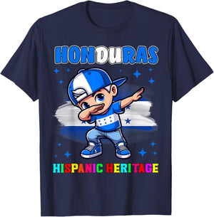 Honduras Dabbing Kid Hispanic Heritage Celebration for Kids T-Shirt - T-Shirt | Navy