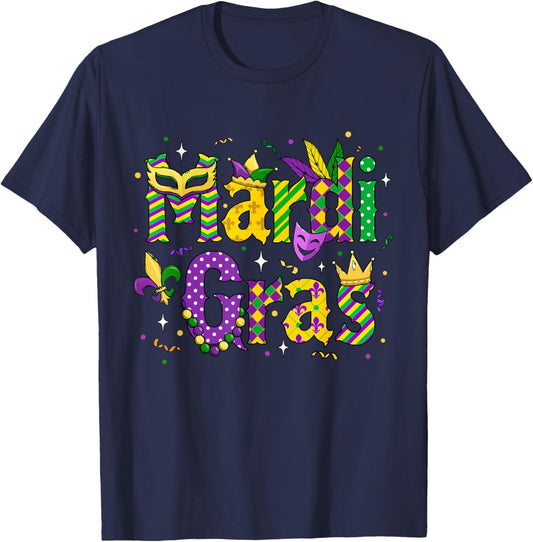 Funny Mardi Gras Parade Outfit Jester Hat Men Women Kids T-Shirt - T-Shirt | Navy