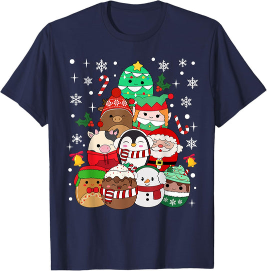 Squish Squad Merry Christmas Great Gifts Cute Kids Family T-Shirt - T-Shirt | Navy