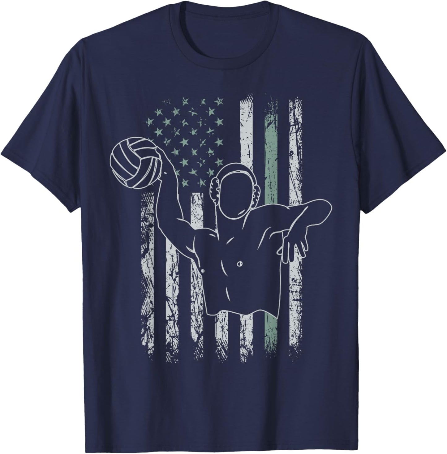 Retro USA Flag Swimming 4th of July Water Polo T-Shirt - T-Shirt | Navy