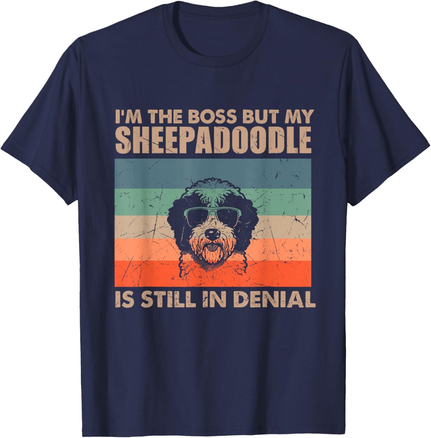 Vintage Sheepadoodle Dog Training Funny Dog Lover Men Women T-Shirt - T-Shirt | Navy