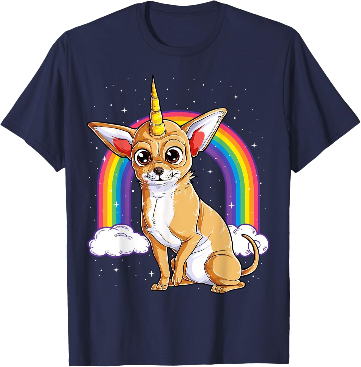 Chihuahua Unicorn T shirt Girls Space Galaxy Rainbow Dog T-Shirt - T-Shirt | Navy
