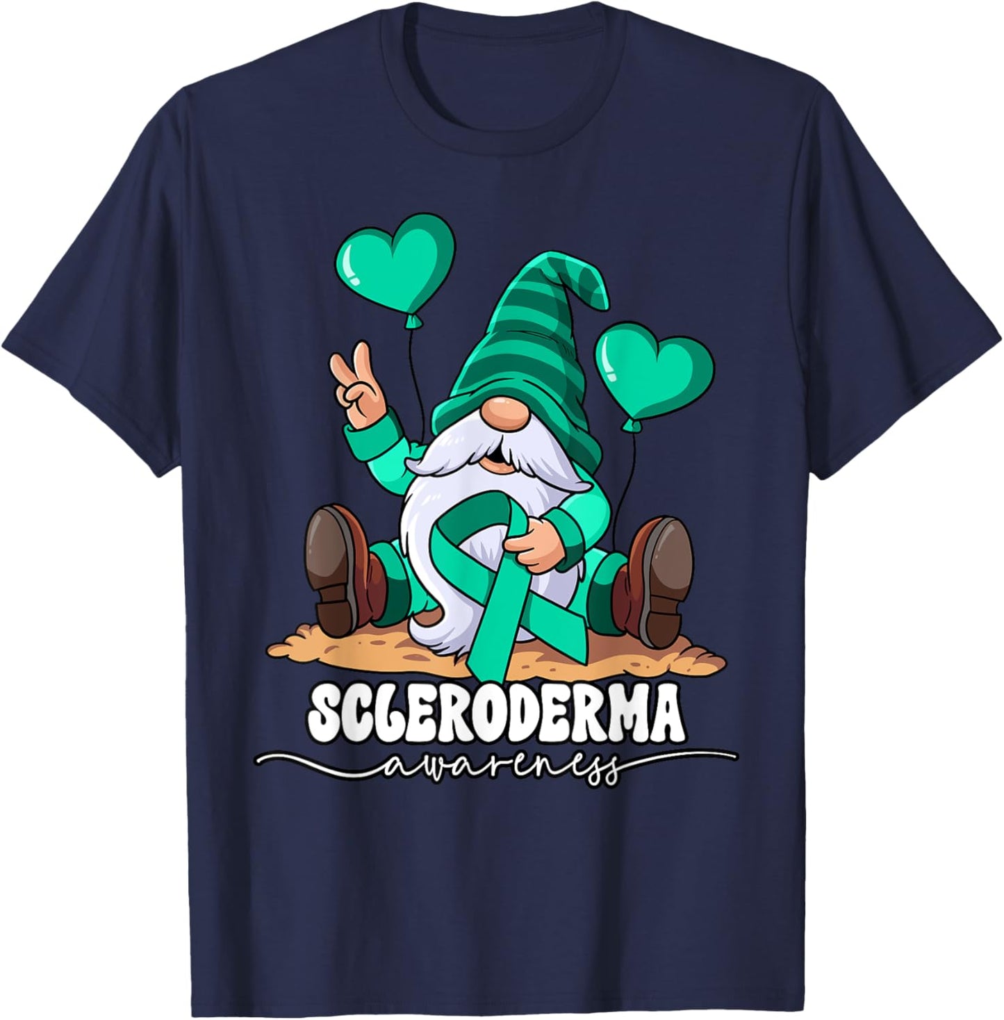 Scleroderma Awareness - Black -Adults Classic Fit Gnome Design T-Shirt - T-Shirt | Navy