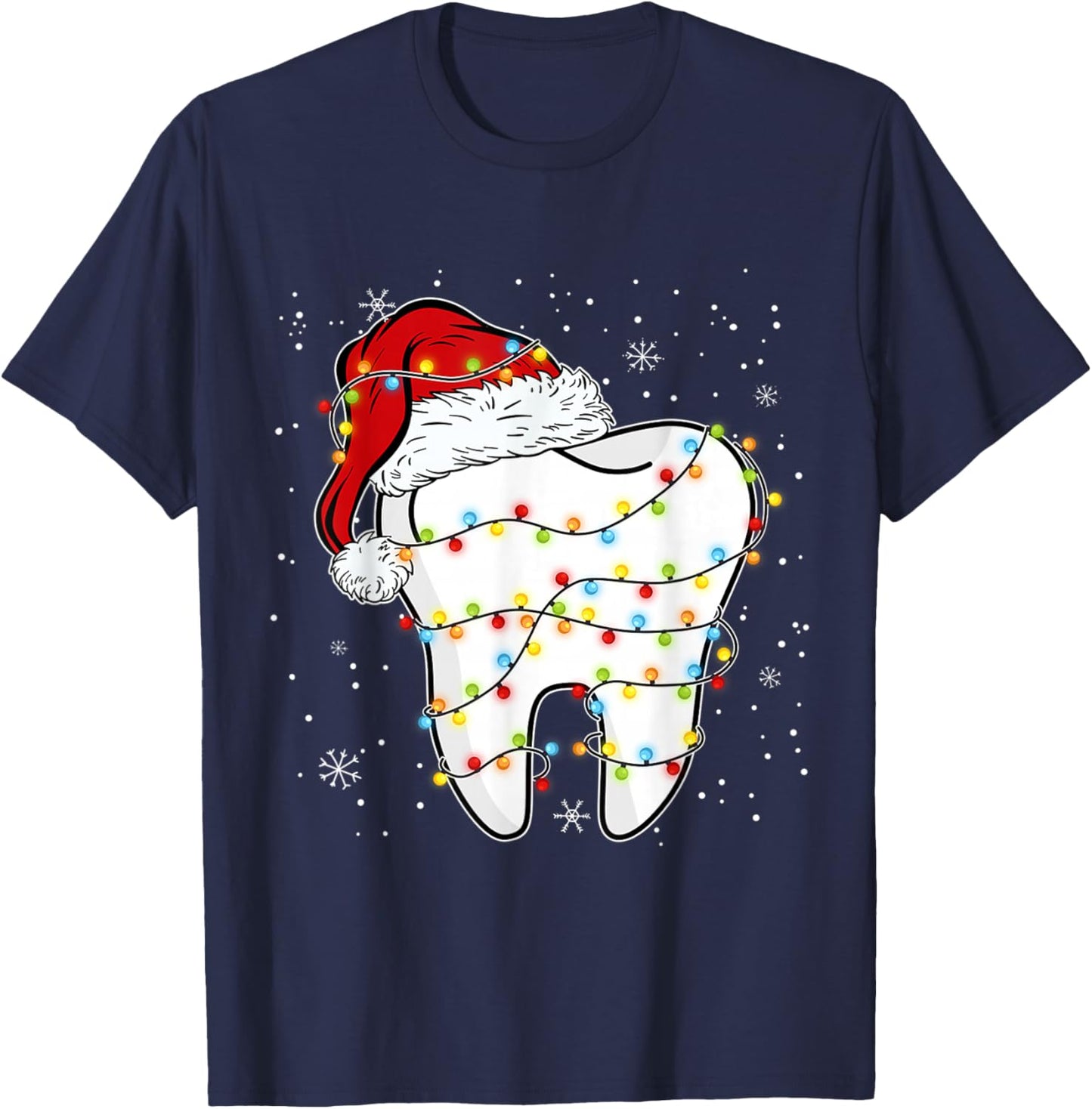 Dentist Christmas Cute Dental Santa Hat Xmas Teeth T-Shirt - T-Shirt | Navy