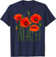 Watercolor Red Poppy Flower Gardening Plants Lover Gift T-Shirt - T-Shirt | Navy