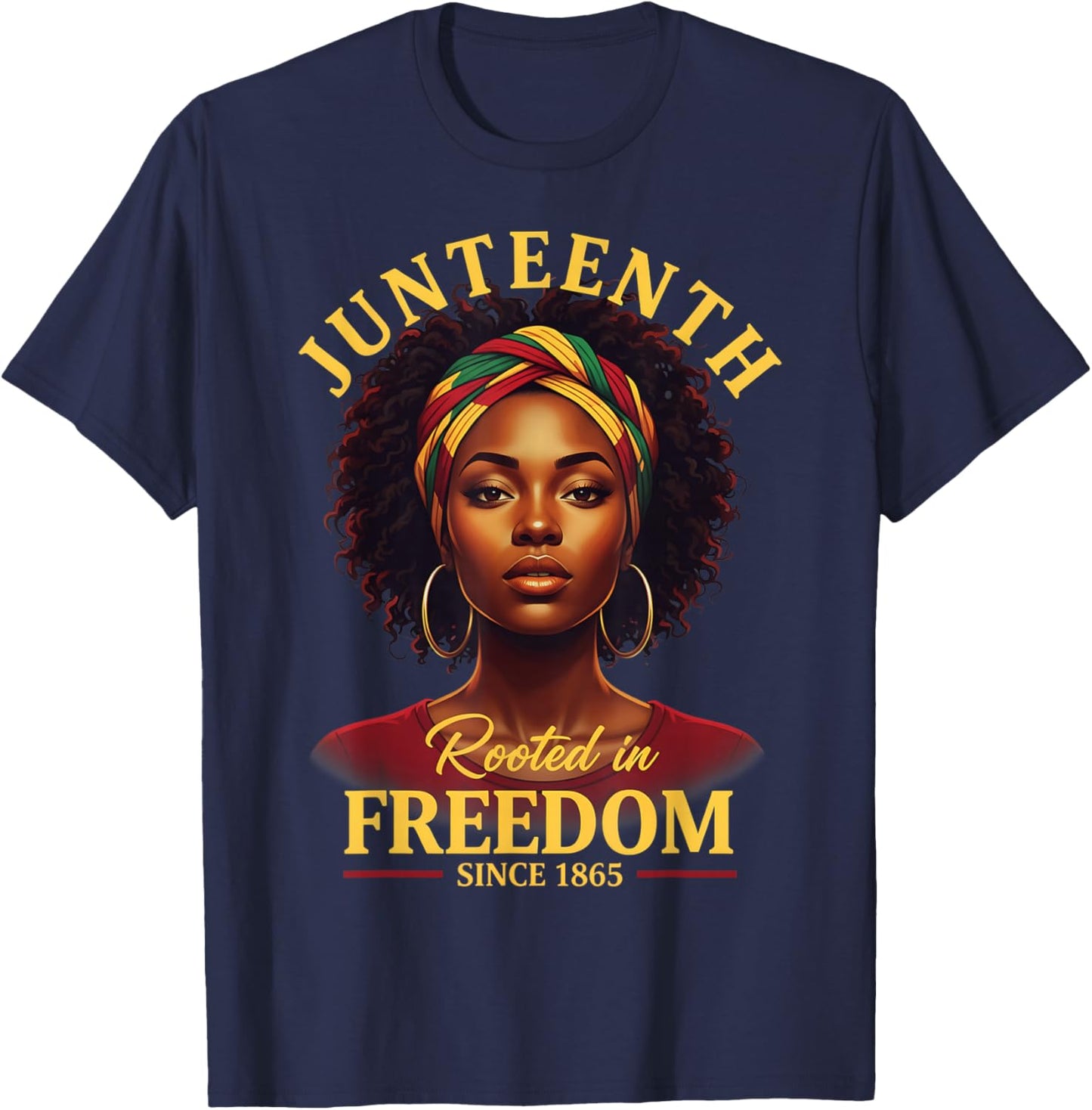 Juneteenth Heritage Bold Pride Powerful Woman Artwork T-Shirt - T-Shirt | Navy