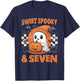 7th Birthday Sweet Spooky & Seven Cute Ghost 7 Years Old T-Shirt - T-Shirt | Navy