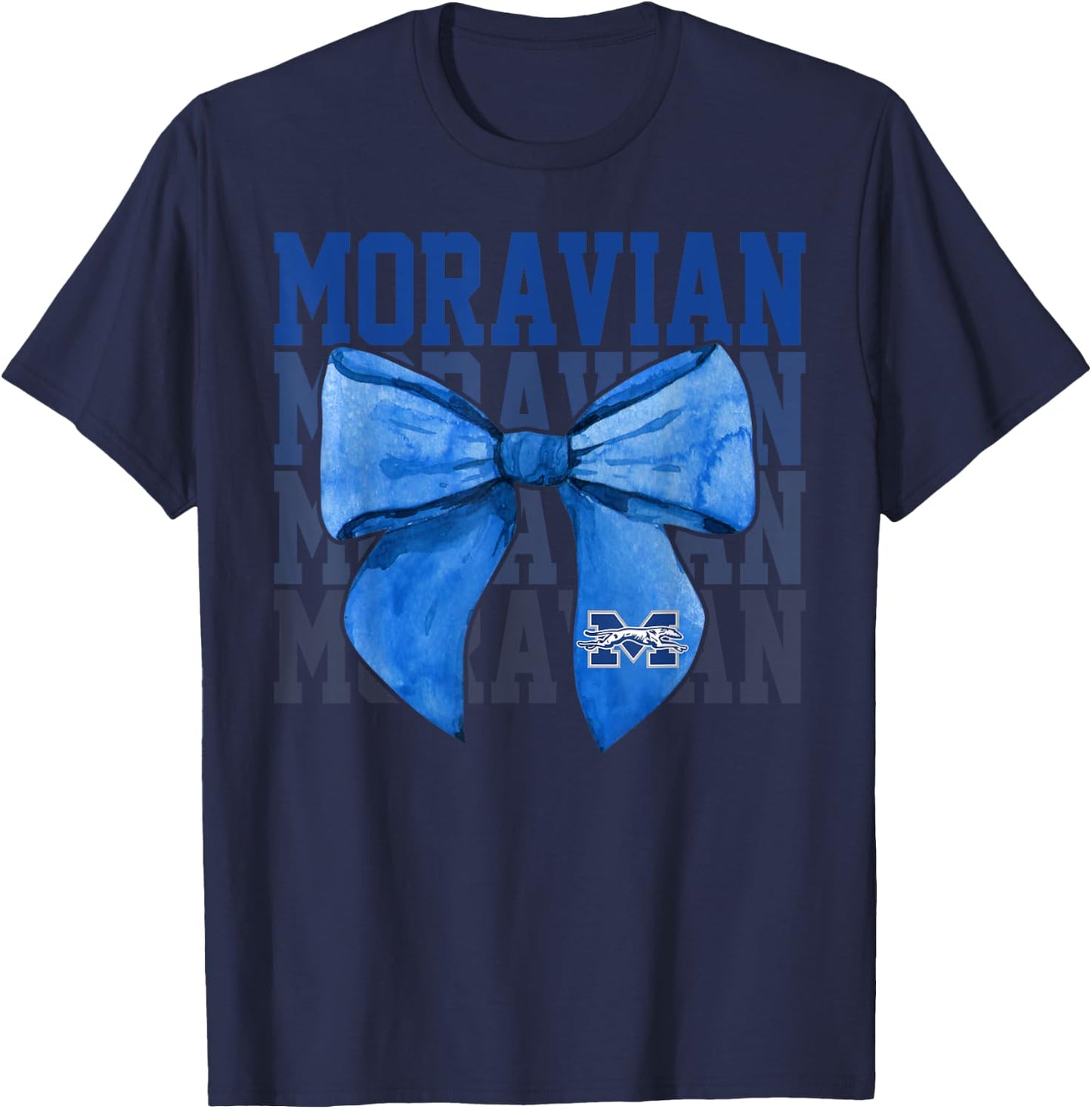 Moravian Vintage Arch University Bow Vintage Athletics Girls T-Shirt - T-Shirt | Navy