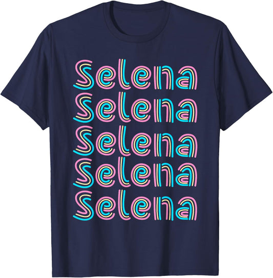 Girl Retro Selena First Name Personalized Candy Vintage kids T-Shirt - T-Shirt | Navy