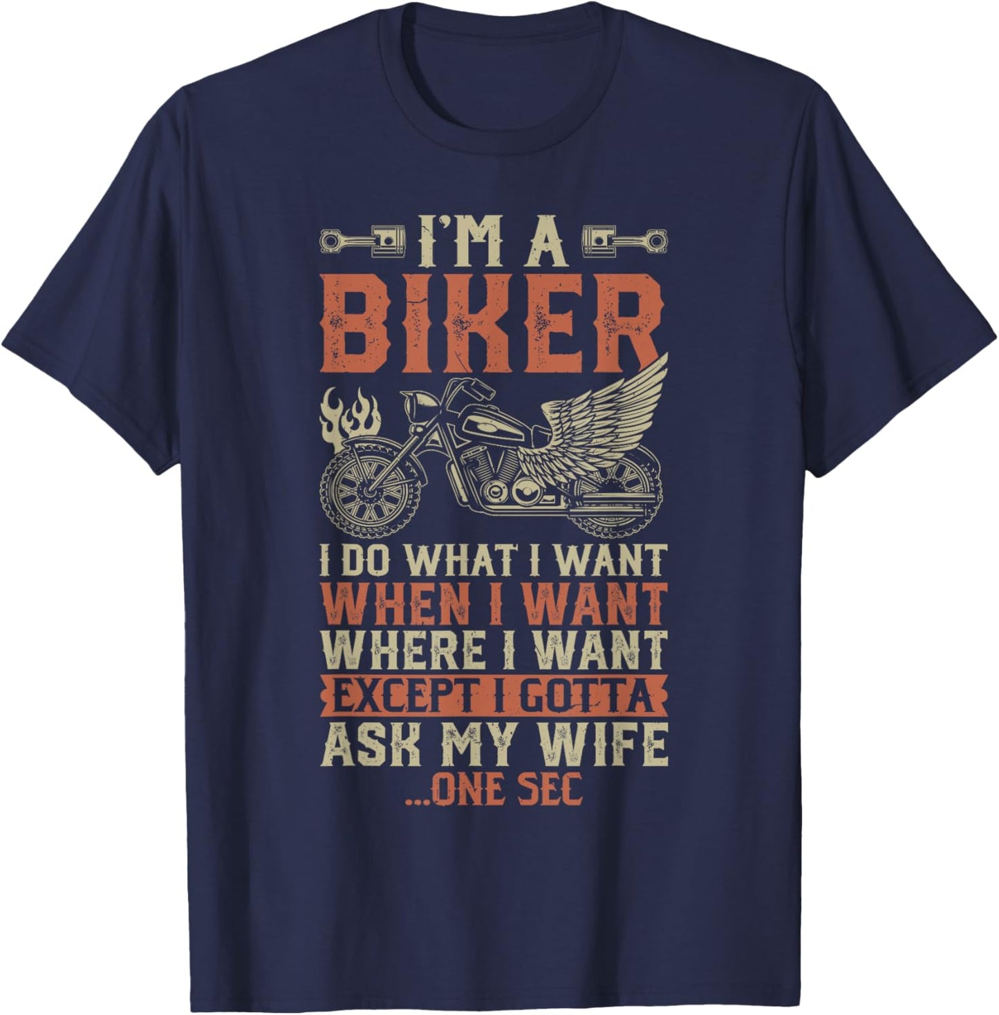 Funny Biker Art Motorcycle Motorbike Rider T-Shirt - T-Shirt | Navy
