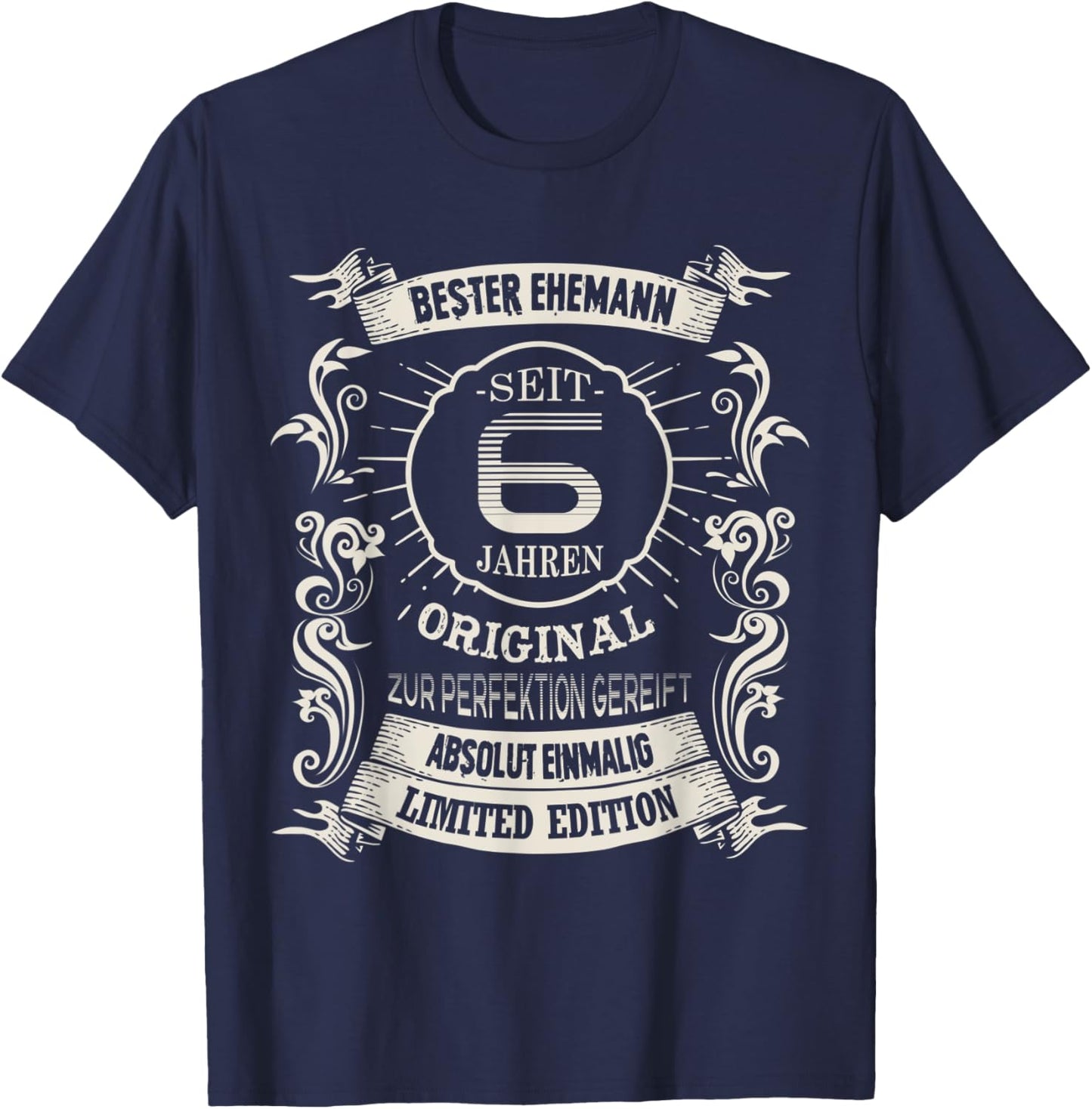 Herren 6 Hochzeitstag Bester Ehemann Seit 6 Jahren Zuckerhochzeit T-Shirt - T-Shirt | Navy