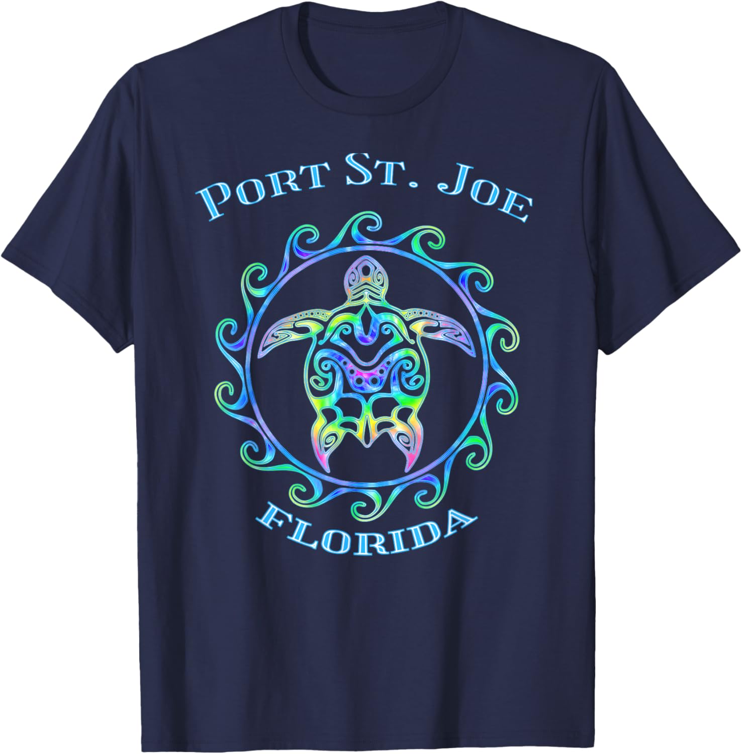 Port St. Joe Florida Vacation Colorful Turtle T-Shirt - T-Shirt | Navy