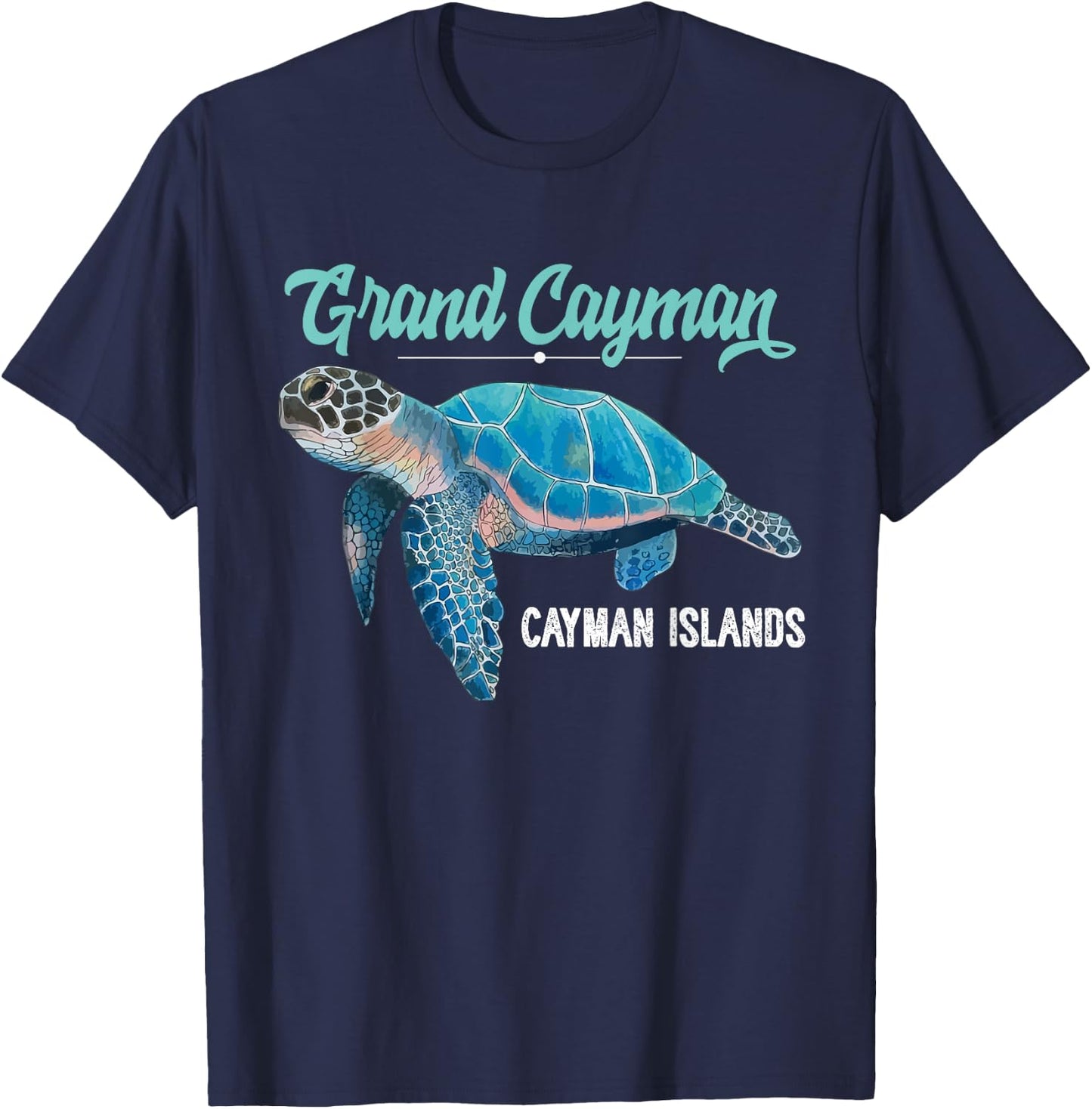 Grand Cayman Islands Turtle Tuna Stingray Blue Souvenir Gift T-Shirt - T-Shirt | Navy