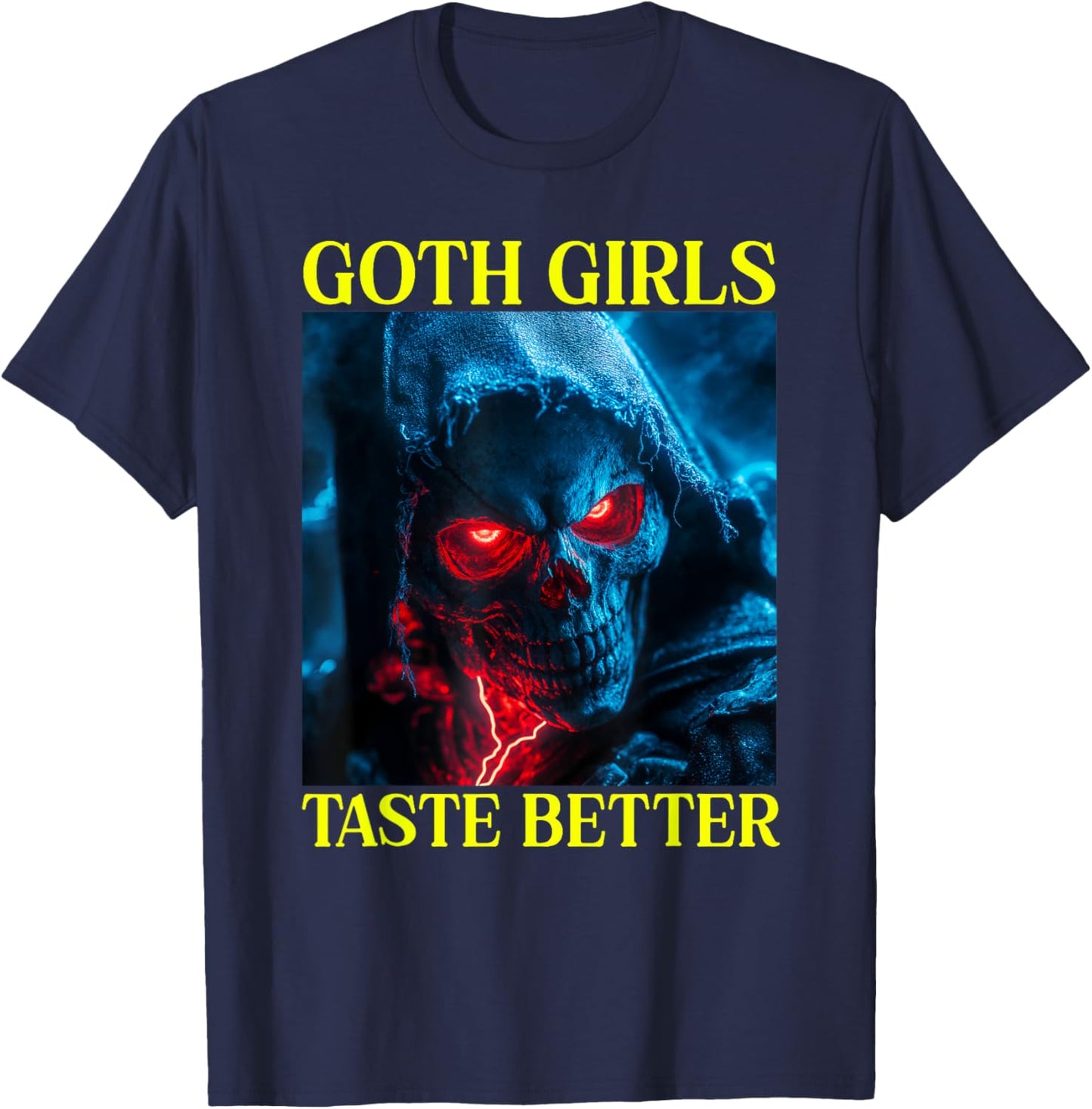 Goth Girls Taste Better Funny Hard Skeleton T-Shirt - T-Shirt | Navy