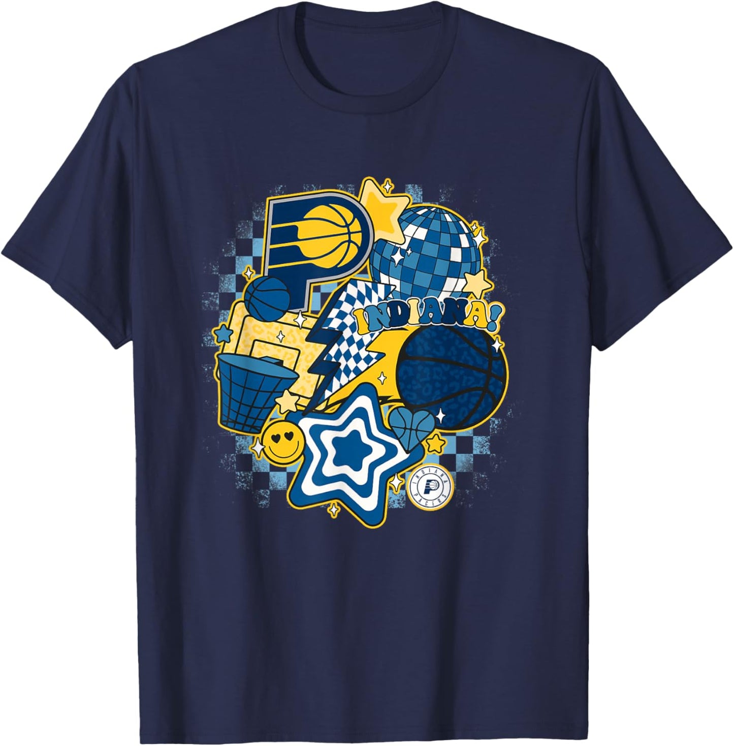 NBA Indiana Pacers Psychedelic Basketball Collage T-Shirt - T-Shirt | Navy