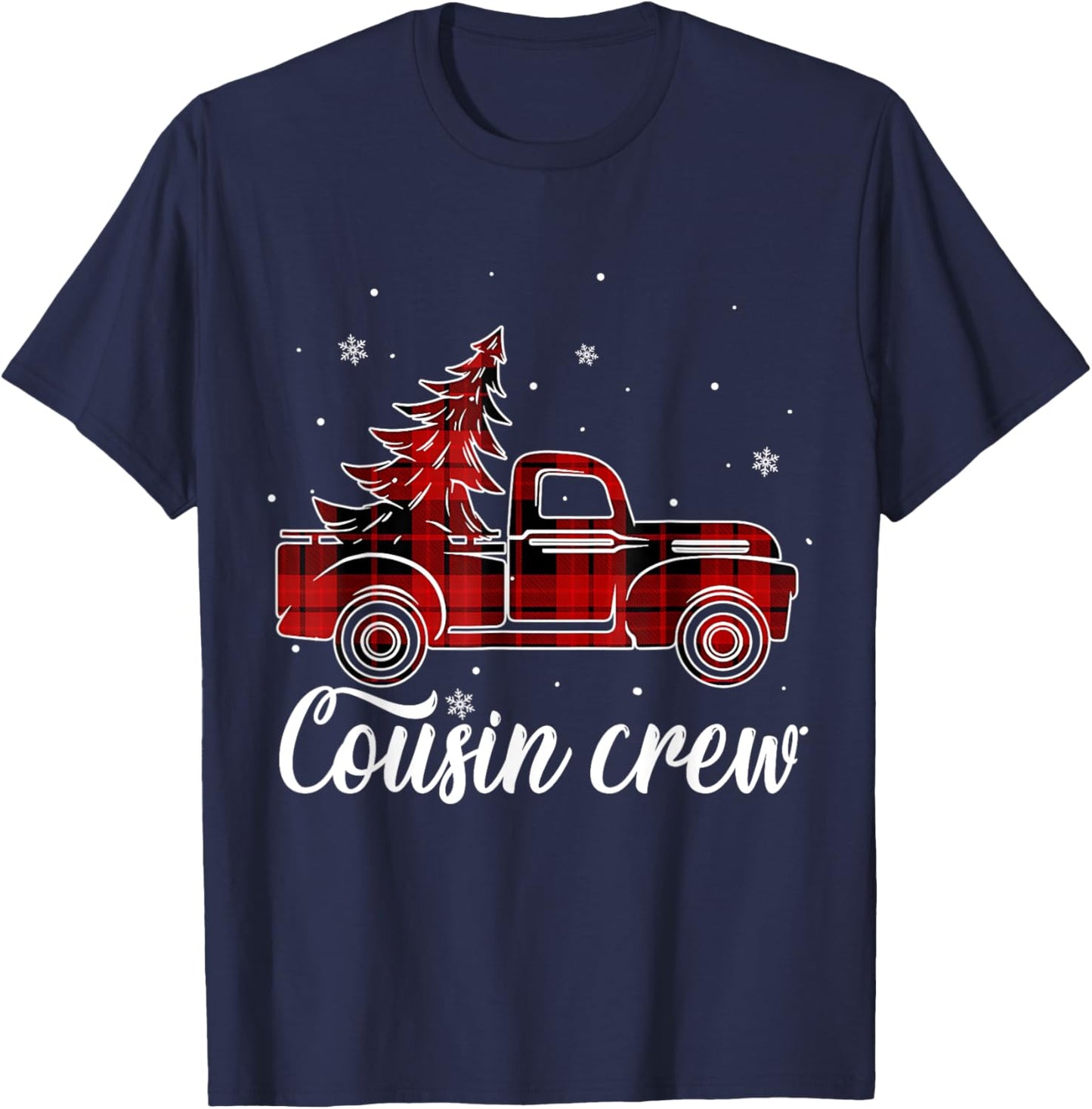 Christmas Cousin Crew Buffalo Truck Tree Red Plaid Pajama T-Shirt - T-Shirt | Navy