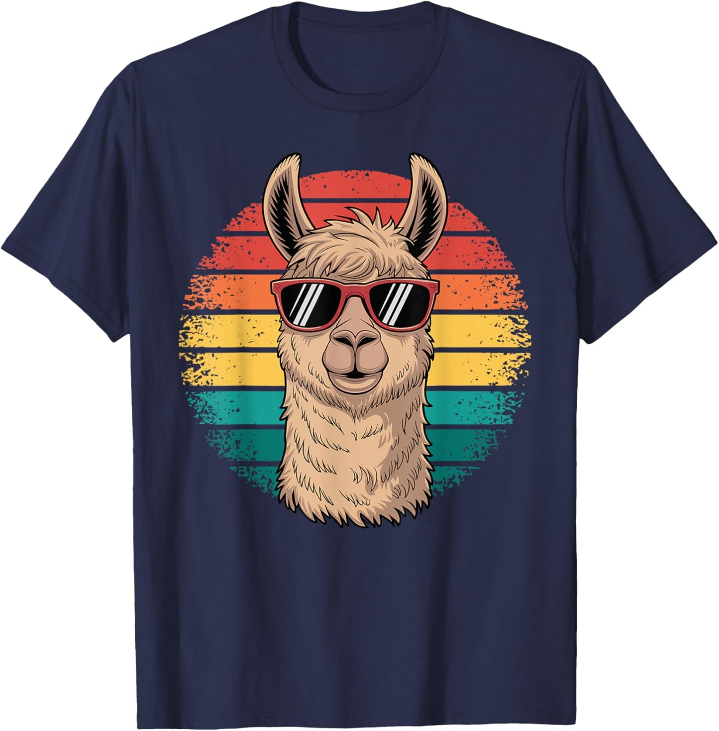 Retro Alpaca Llama Funny Comic Summer Vintage Animal T-Shirt - T-Shirt | Navy
